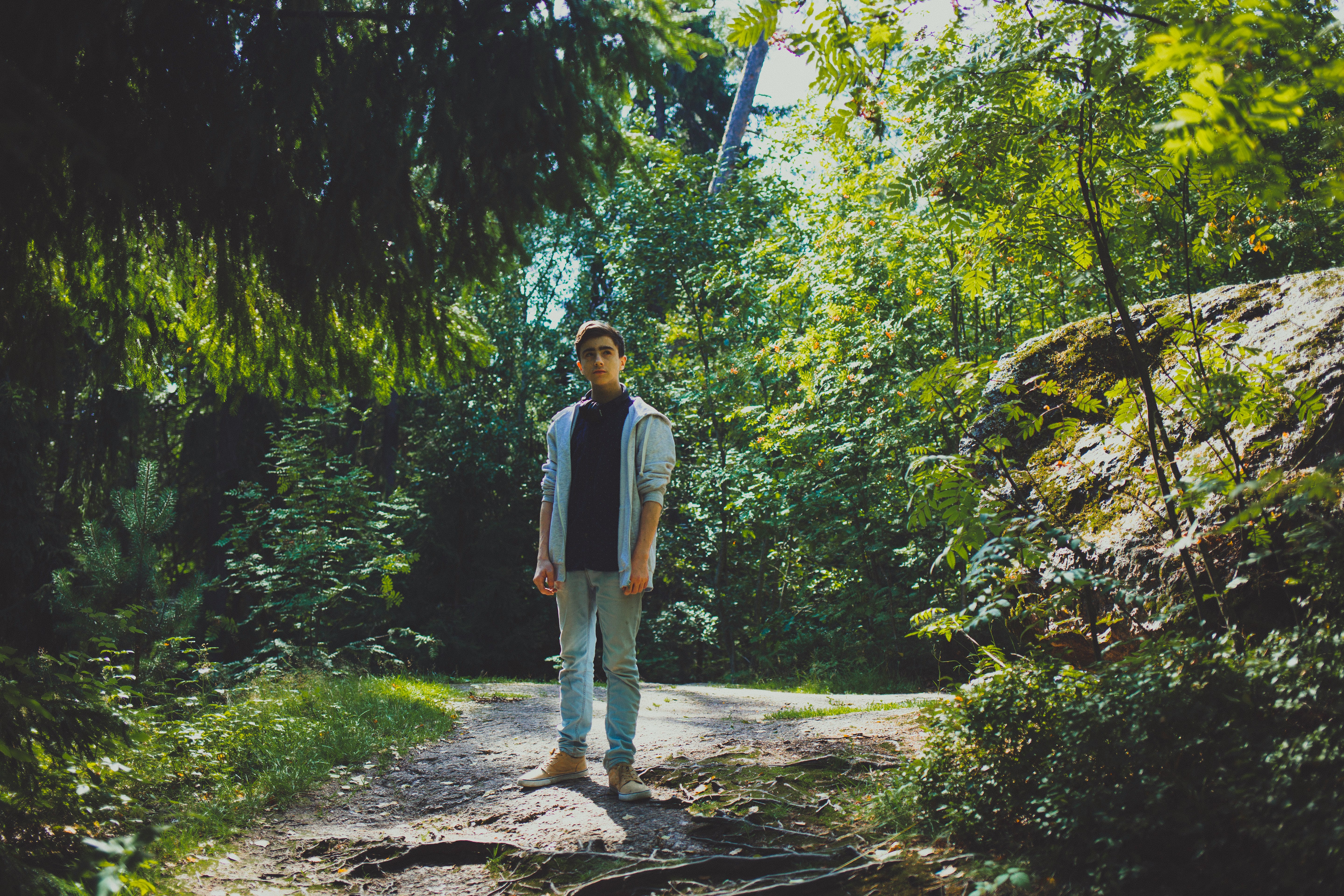 man stand at the forest